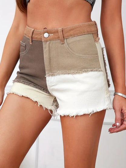 Maica – Shorts in denim patchwork vivace