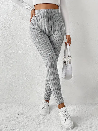 Elvida – Leggings in maglia a coste a vita alta