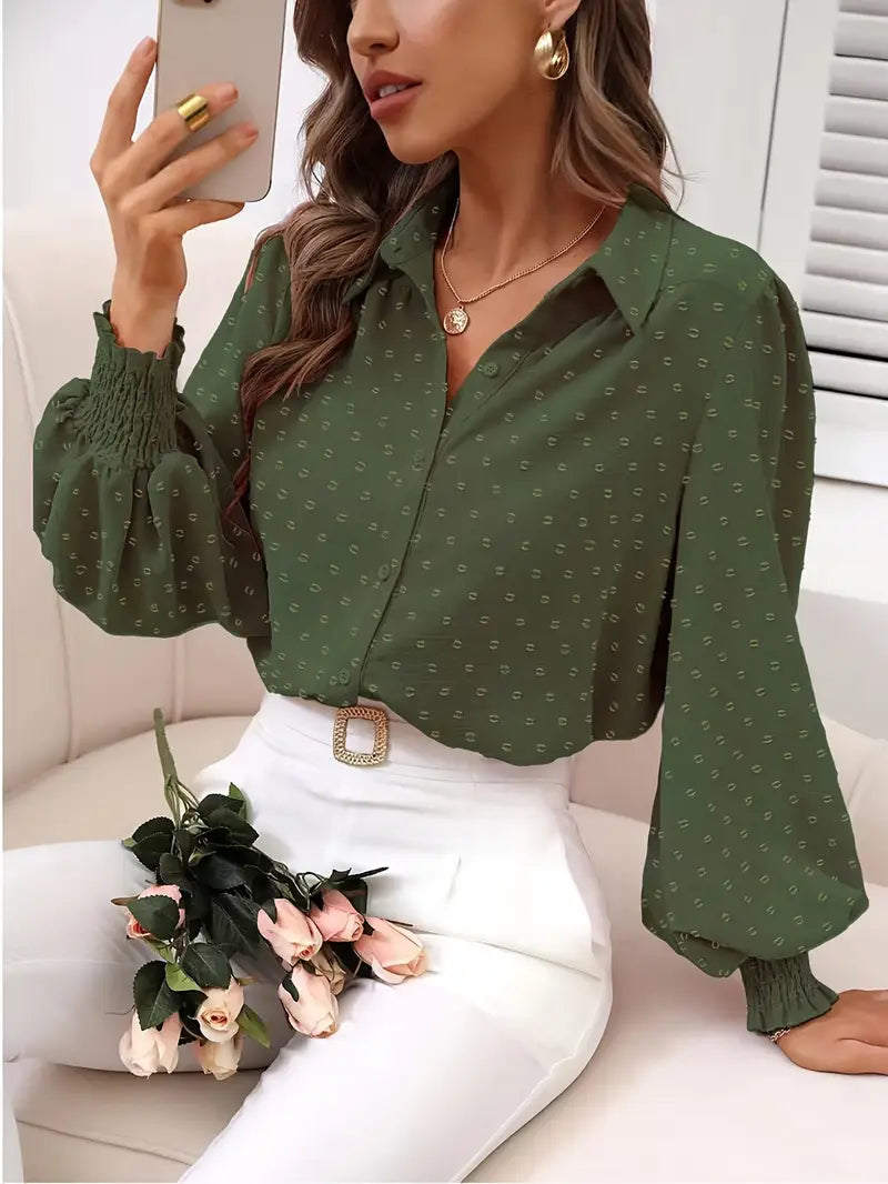 Noctavia – Elegante camicetta a maniche lunghe testurizzata