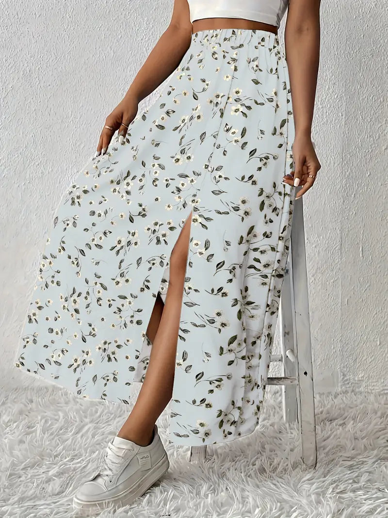 Louvina – Gonna lunga con spacco floreale