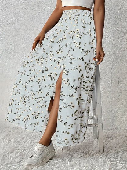 Louvina – Gonna lunga con spacco floreale