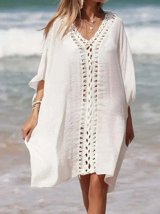Thalivora – Abito da spiaggia boho chic con finiture all'uncinetto