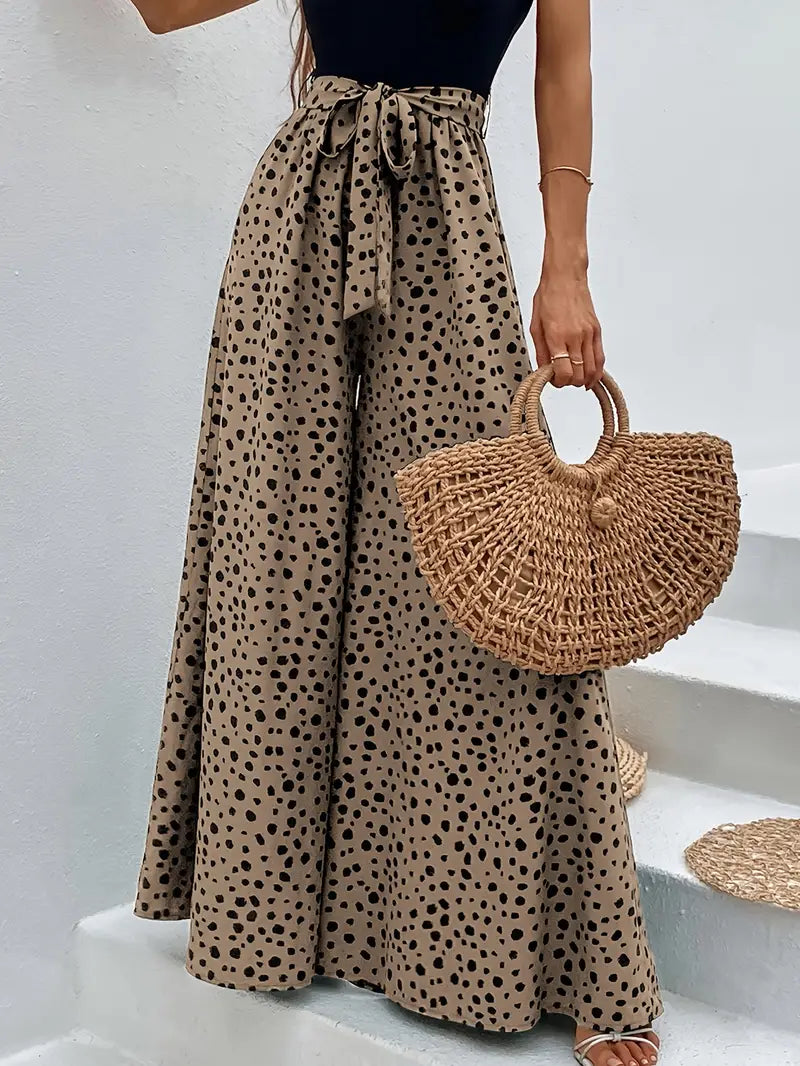 Viren – Pantaloni a gamba larga a vita alta con pois