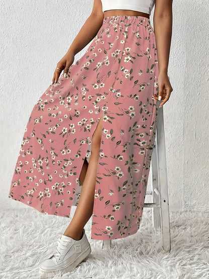 Louvina – Gonna lunga con spacco floreale