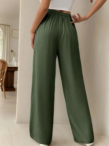 Yara – Pantaloni da salotto a vita alta con coulisse e gamba larga