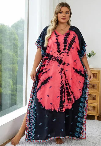Azrielle – Abito maxi ampio con motivo tie-dye