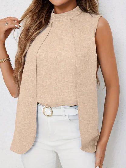 Zyra – Elegante camicetta senza maniche con collo alto