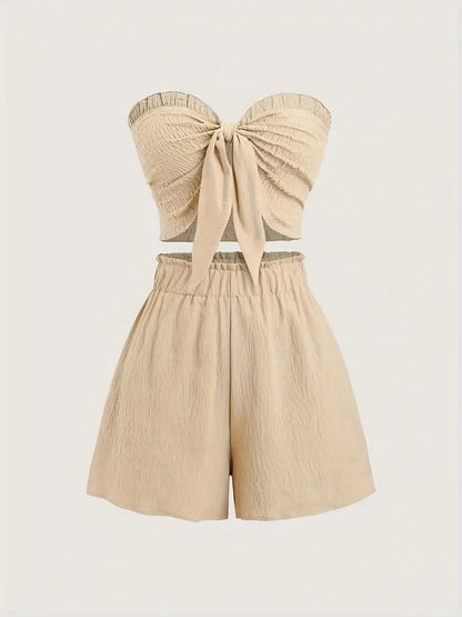 Suzy – Elegante completo due pezzi senza spalline con papillon