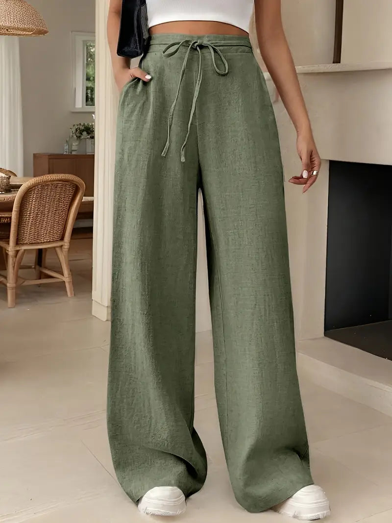 Yara – Pantaloni da salotto a vita alta con coulisse e gamba larga
