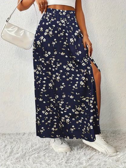 Louvina – Gonna lunga con spacco floreale