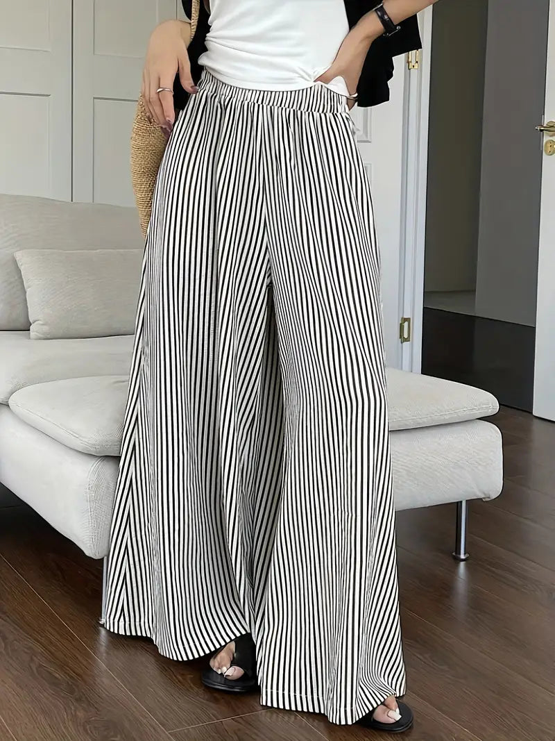 Oris – Pantaloni alla moda a gamba larga con motivo a righe