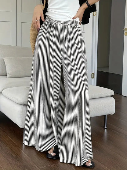 Oris – Pantaloni alla moda a gamba larga con motivo a righe