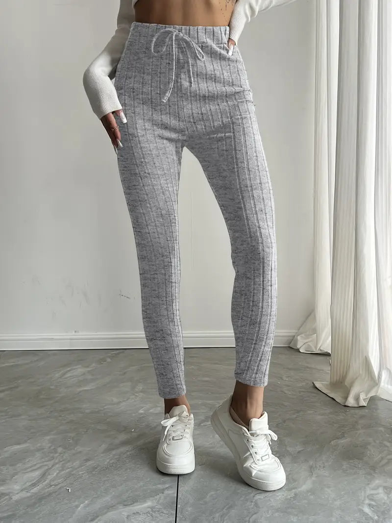 Anouk – Leggings in maglia a coste con vita alta e coulisse