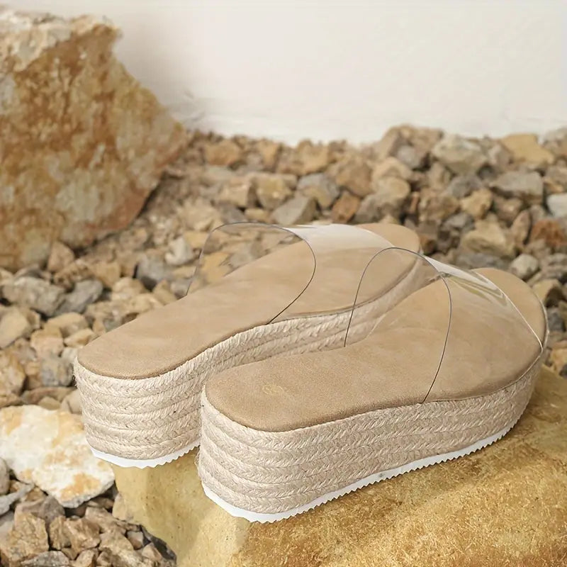 Ayumiya – Sandali con plateau e cinturino trasparente