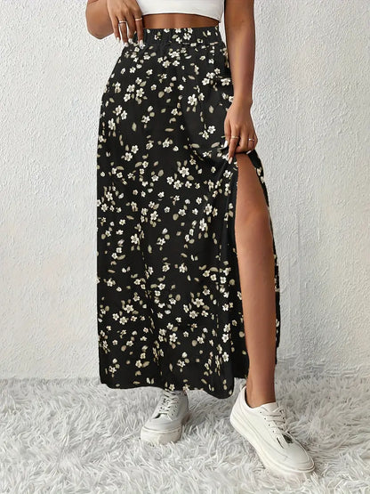 Louvina – Gonna lunga con spacco floreale