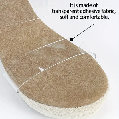 Lilou – Mules espadrillas con cinturino trasparente e tacco a zeppa