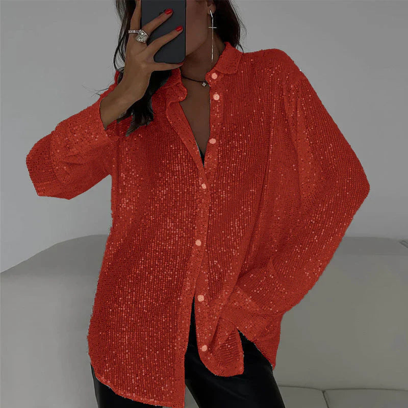 Eiralei – Camicia a maniche lunghe con paillettes e bottoni