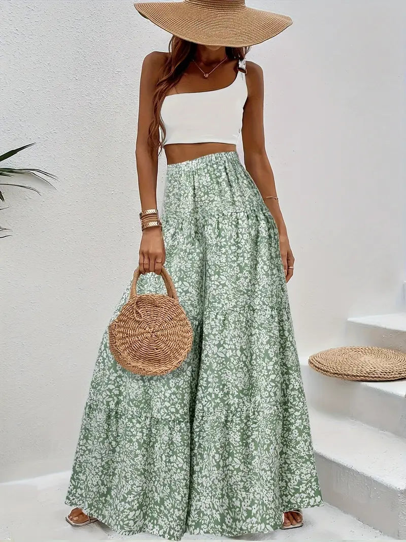 Pieta – Pantaloni palazzo a gamba larga a vita alta con stampa floreale