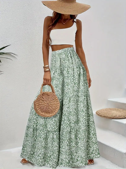 Pieta – Pantaloni palazzo a gamba larga a vita alta con stampa floreale