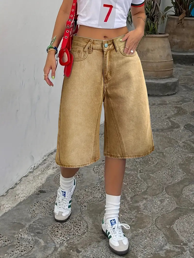 Sylvarine – Eleganti shorts in jeans a gamba larga