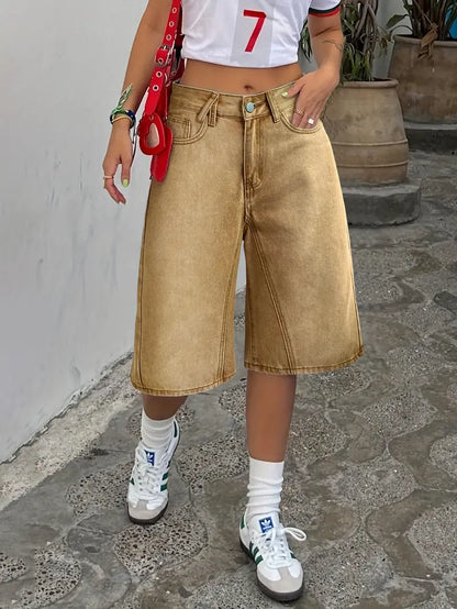 Sylvarine – Eleganti shorts in jeans a gamba larga