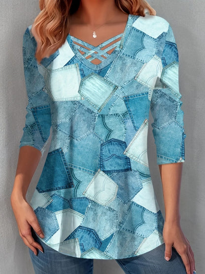 Desarae – Camicia in denim patchwork