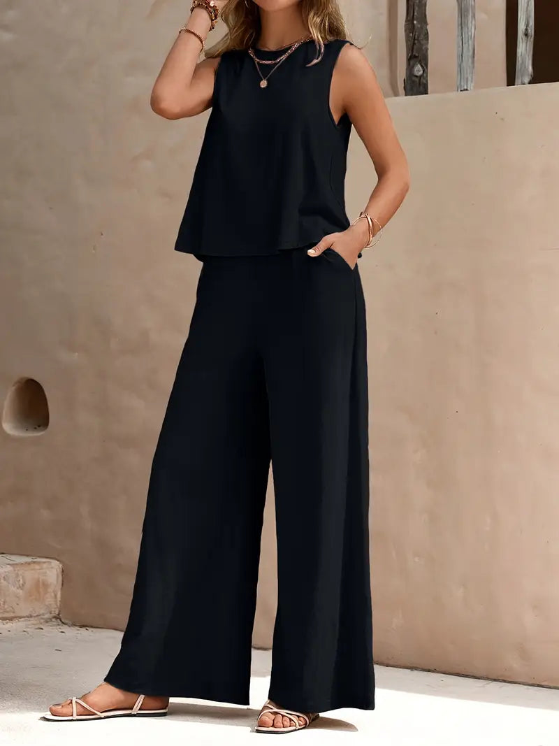 Faylisse – Elegante set da salotto senza maniche e gamba larga