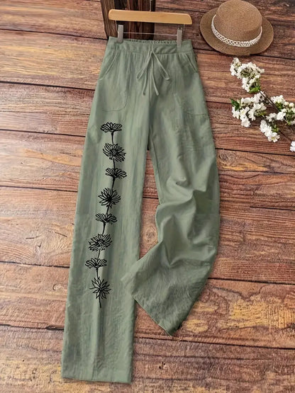 Xavendra - Pantaloni eleganti a gamba larga ricamati