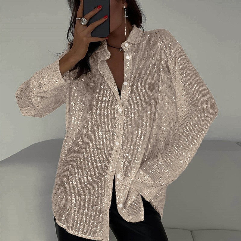 Eiralei – Camicia a maniche lunghe con paillettes e bottoni