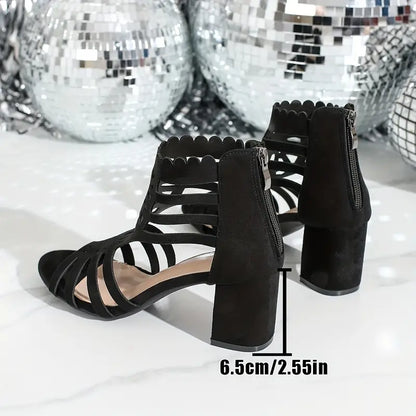 Ameiko – Eleganti sandali con cut-out e tacco a blocco