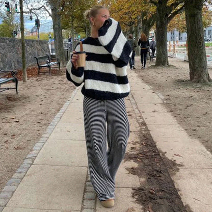 Yzella – Pantaloni in cotone a righe