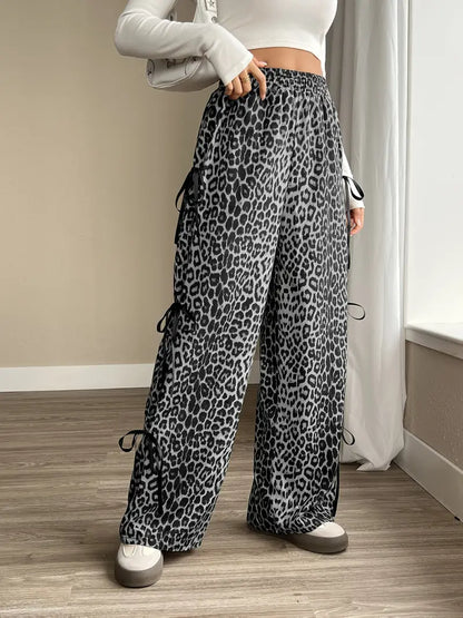 Sorenna - Pantaloni eleganti con motivo leopardato e gamba ampia