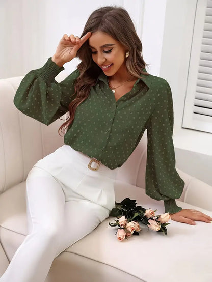 Noctavia – Elegante camicetta a maniche lunghe testurizzata