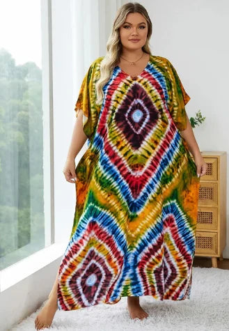 Azrielle – Abito maxi ampio con motivo tie-dye