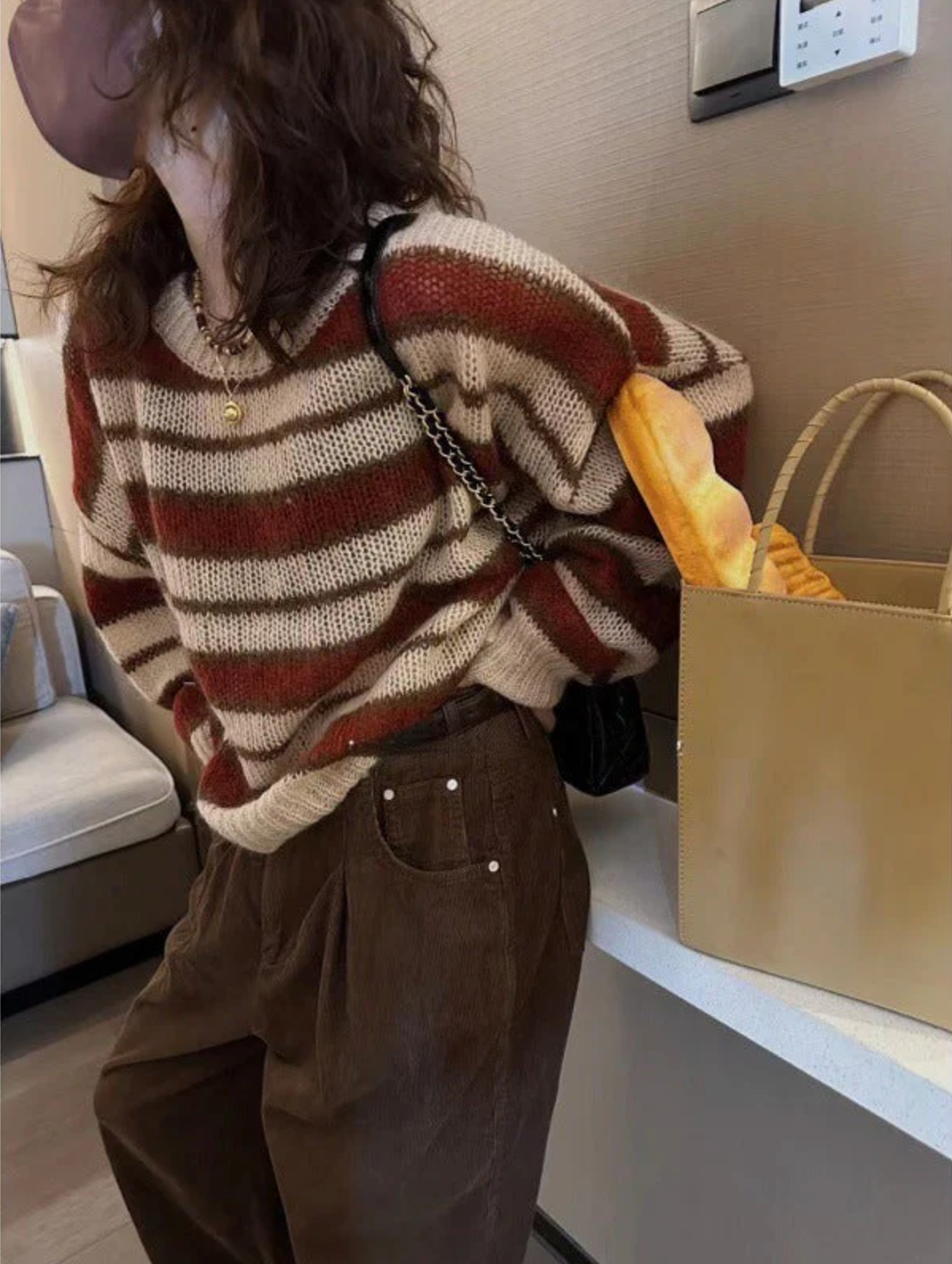 Hanako - Comodo maglione lavorato a maglia con strisce