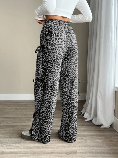 Sorenna - Pantaloni eleganti con motivo leopardato e gamba ampia