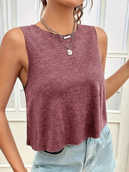 Thessina – Elegante top corto in cotone senza maniche