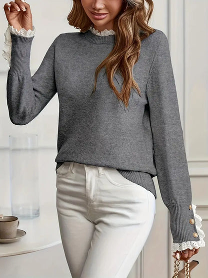 Chandra – Elegante maglione lavorato a maglia con finiture in pizzo