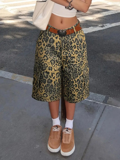 Syvella – Pantaloni cargo eleganti con motivo leopardato