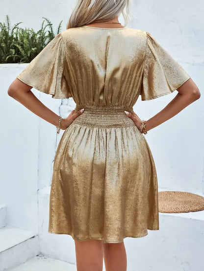 Fayruz – Miniabito con scollo a V e maniche svolazzanti