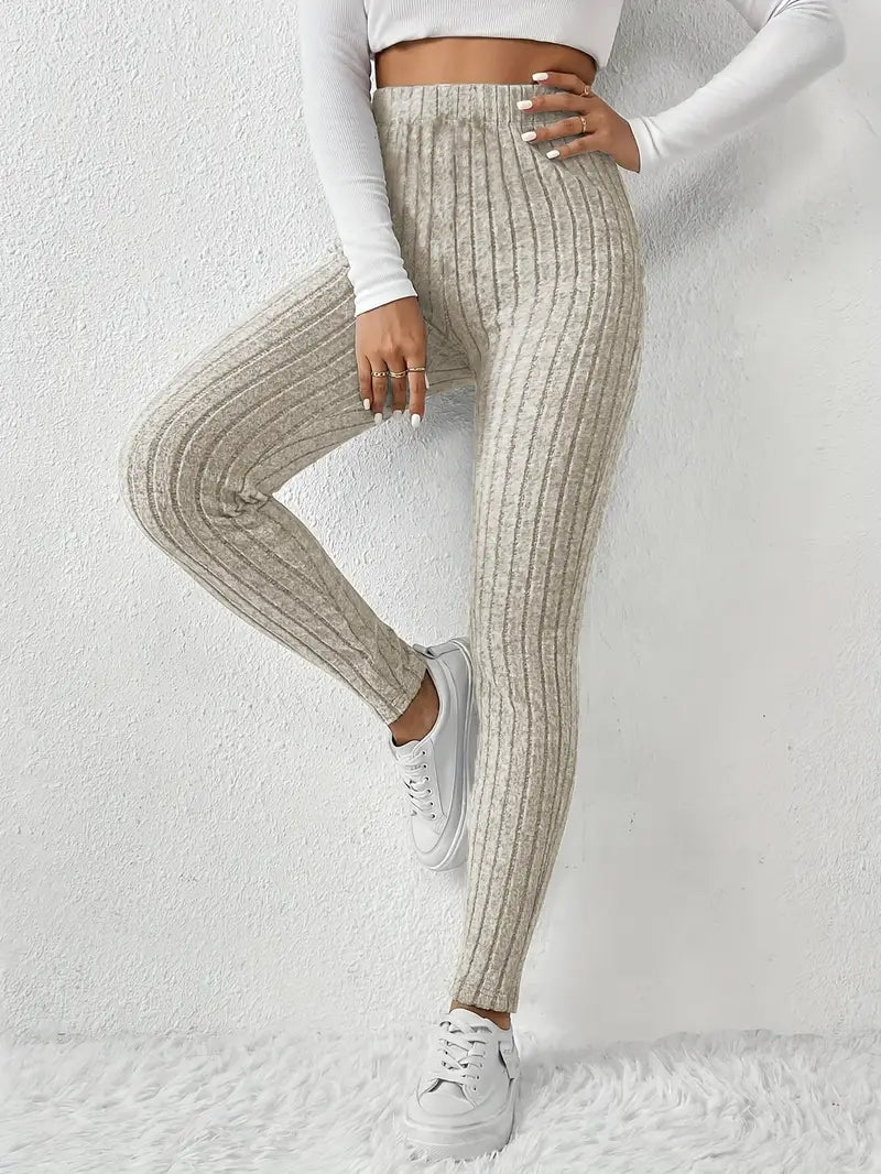 Elvida – Leggings in maglia a coste a vita alta