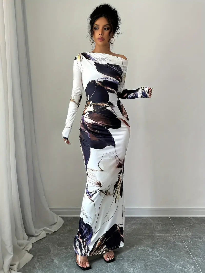 Alexia – Abito maxi elegante con maniche lunghe