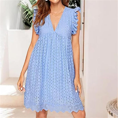 Claudia – Elegante miniabito con ricamo a occhielli