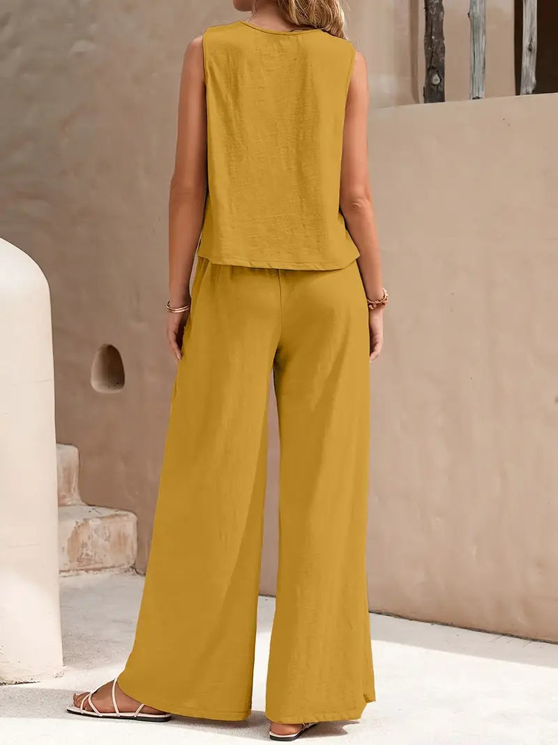 Faylisse – Elegante set da salotto senza maniche e gamba larga