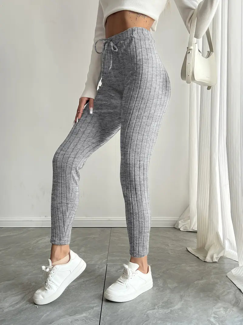 Anouk – Leggings in maglia a coste con vita alta e coulisse