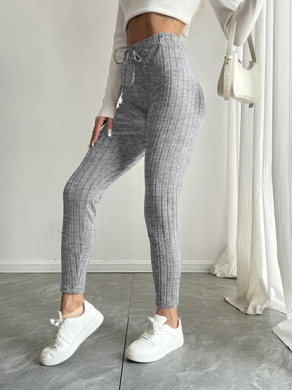 Anouk – Leggings in maglia a coste con vita alta e coulisse