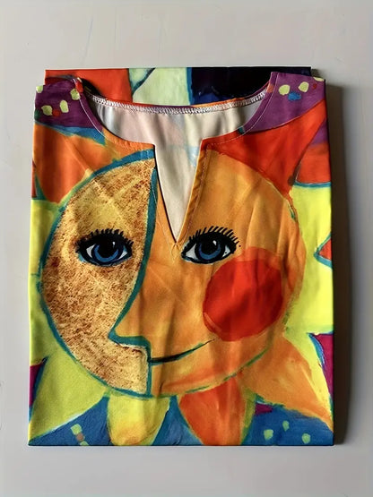 Nyraia – Abito senza maniche con stampa colorata e artistica