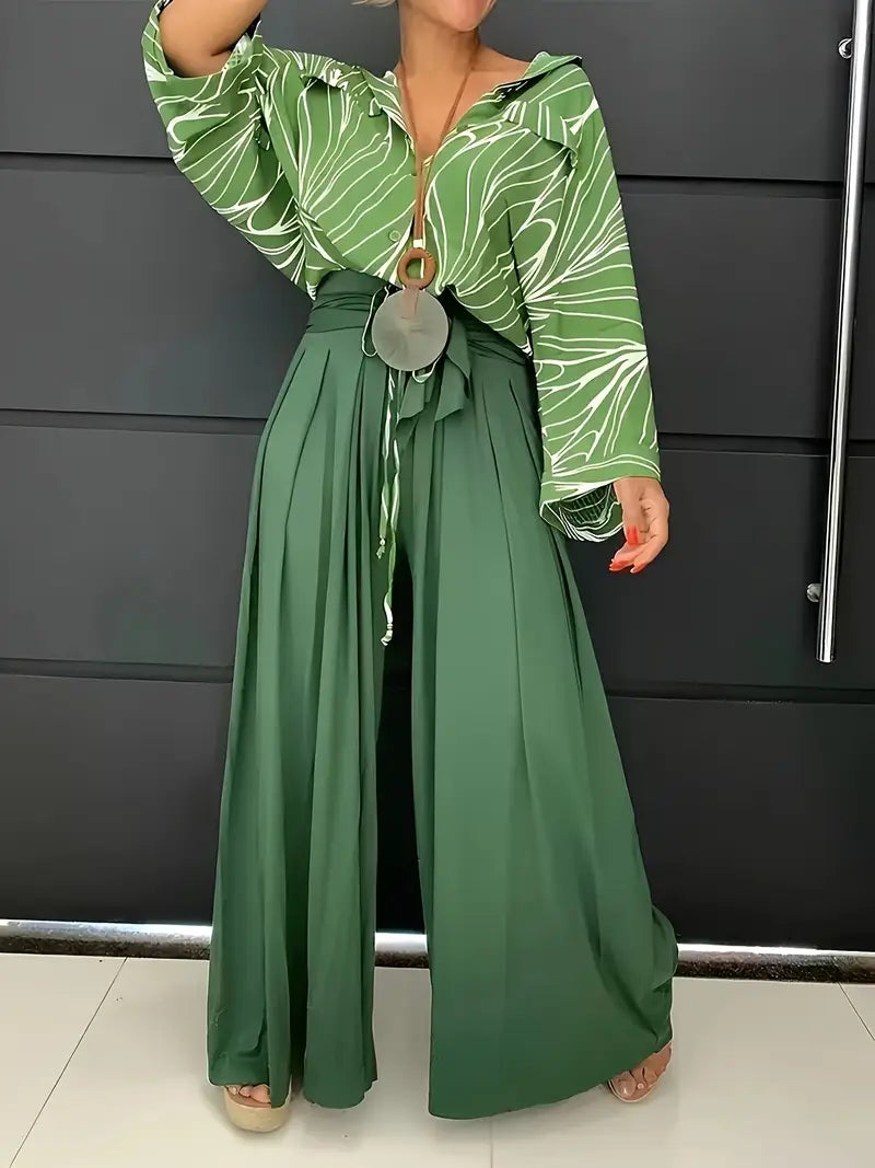 Zephyra – Pantaloni palazzo a vita alta e gamba larga con laccio anteriore