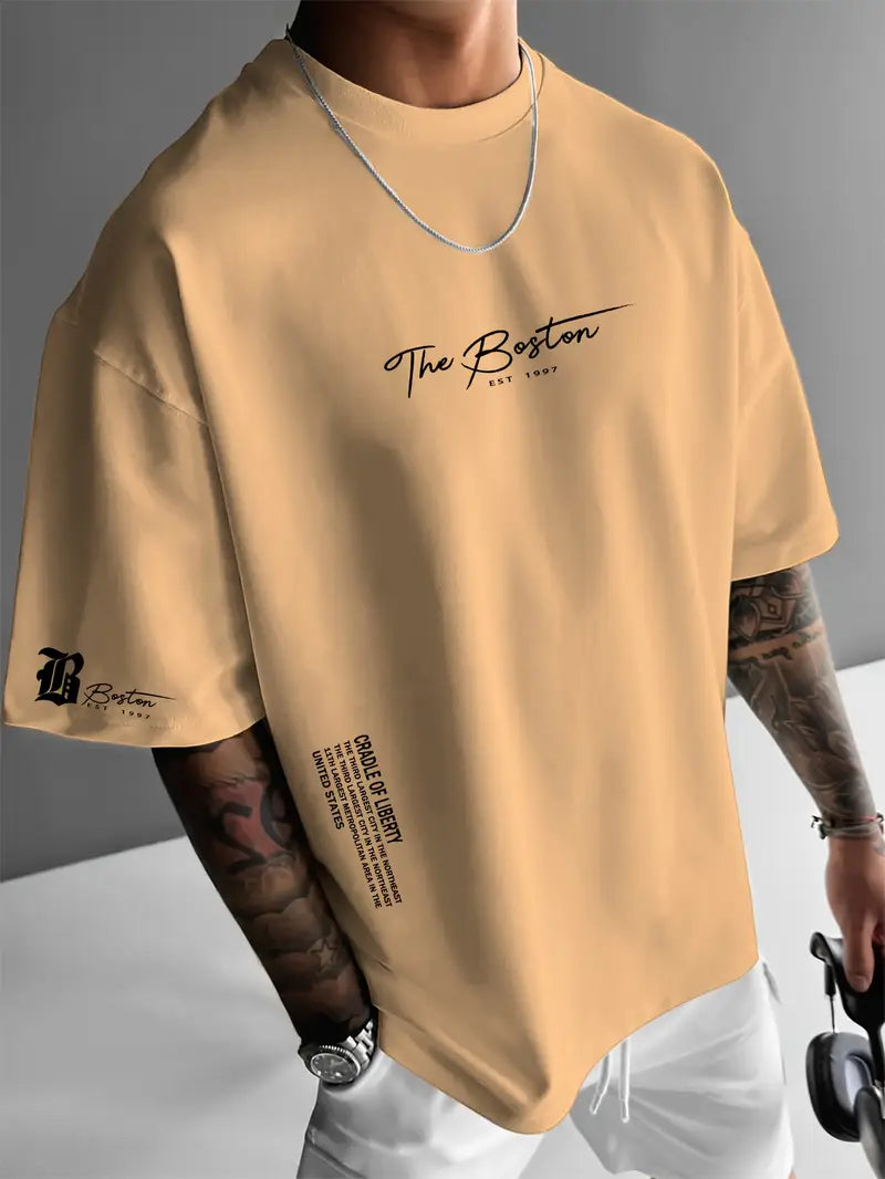 Ralph - Lässiges lockeres Kurzarm-T-Shirt für Herren mit Buchstabendruck