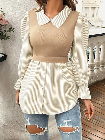 Chinee – Top elegante realizzato in cotone con effetto a due strati